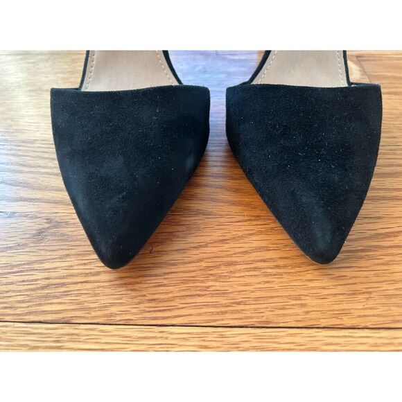 French Connection Black Suede Eleni Beaded Pointed Toe T-Strap Pumps Size 10 - Picture 8 of 10